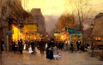 Porte St Martin à Noël, Paris, vers 1890